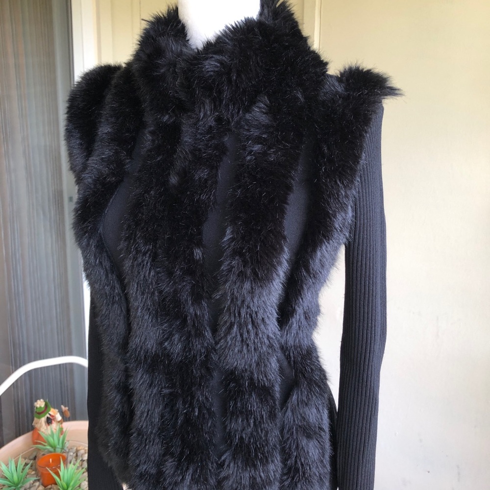 Cache Black Faux Fur Jacket